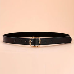 5pcs Solid PU Belt Square Twist Buckle Casual Waist Belts