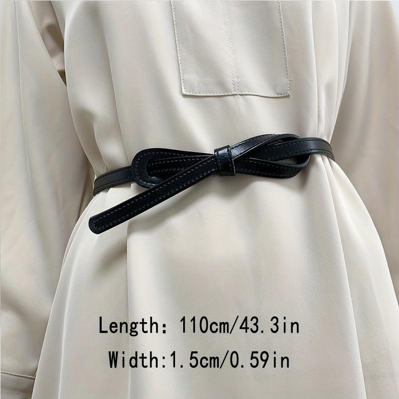 Thin Knotted PU Belt Women's Waistband Casual Dress Decorative Belt
