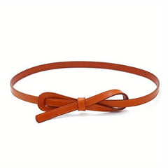 Thin Knotted PU Belt Women's Waistband Casual Dress Decorative Belt