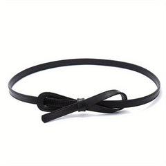 Thin Knotted PU Belt Women's Waistband Casual Dress Decorative Belt