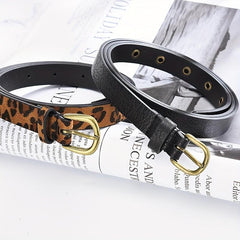 Leopard Print PU Belt Unisex Casual Pin Buckle Belt