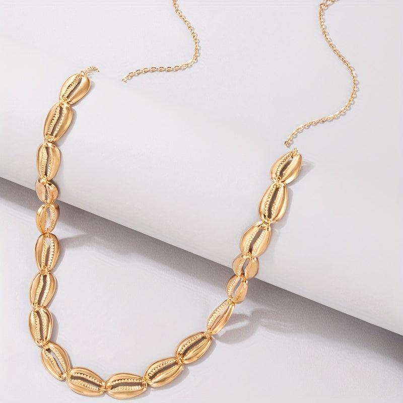 Golden Shell Inlaid Waist Chain Metal Women Boho Belly Chain