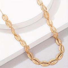 Golden Shell Inlaid Waist Chain Metal Women Boho Belly Chain