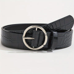 Classic Round Pin Buckle Belt PU Leather Belt For Women