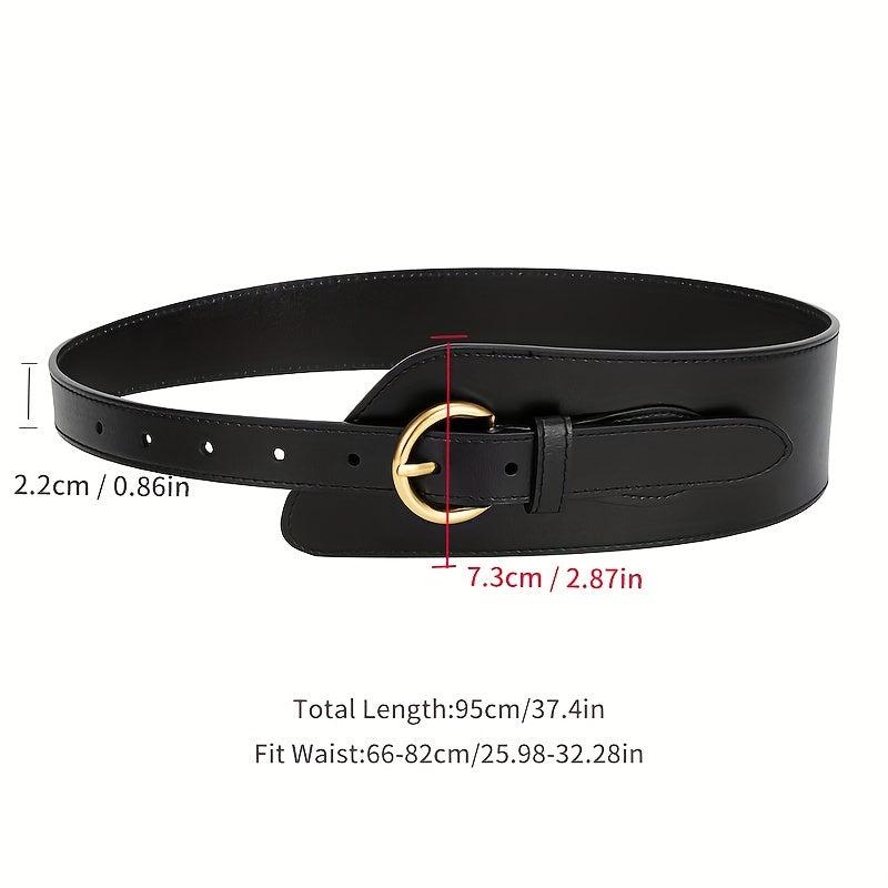 Wide Leather Belt Pin Buckle Girdle Decorative Coat Sweater Skirt Waistband