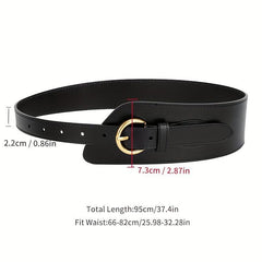 Wide Leather Belt Pin Buckle Girdle Decorative Coat Sweater Skirt Waistband