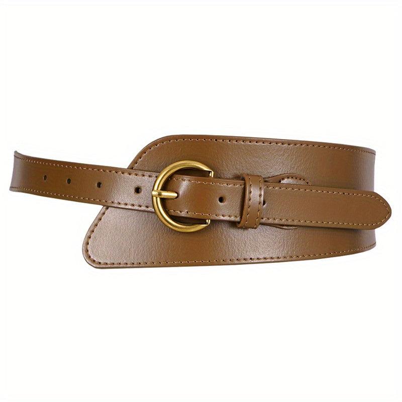 Wide Leather Belt Pin Buckle Girdle Decorative Coat Sweater Skirt Waistband