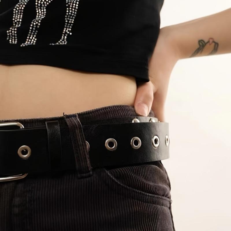 Vintage Punk Style Metal Buckle Wide Belt For Women Girls Students