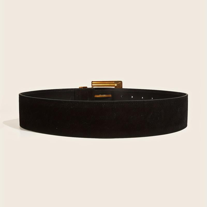 Square Double Pin Buckle Belt Casual Wide PU Belt Vintage Jeans Pants Belts
