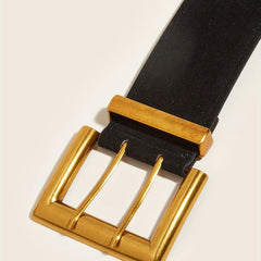 Square Double Pin Buckle Belt Casual Wide PU Belt Vintage Jeans Pants Belts