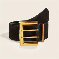 Square Double Pin Buckle Belt Casual Wide PU Belt Vintage Jeans Pants Belts