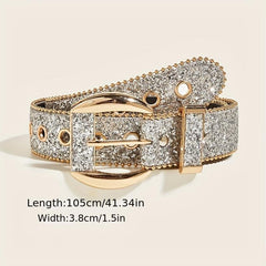 Punk Sequin Glitter Belt Eyelet Hollow Out Hip Hop Belt Unisex