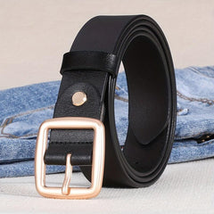 Leather Belt Square Pin Buckle Belt for Women