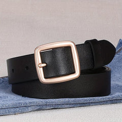 Leather Belt Square Pin Buckle Belt for Women