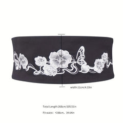Vintage Flower Embroidery Cloth Belt Classic Bowknot Sash Belt
