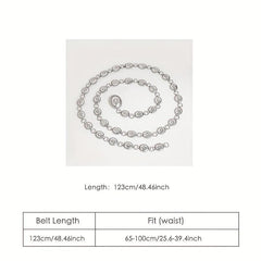 Boho Carved Waist Chain Vintage Silvery Metal Chain Belt Adjustable Body Jewelry