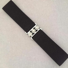 Women's Casual Elastic Wide Belt with Metal Buckle