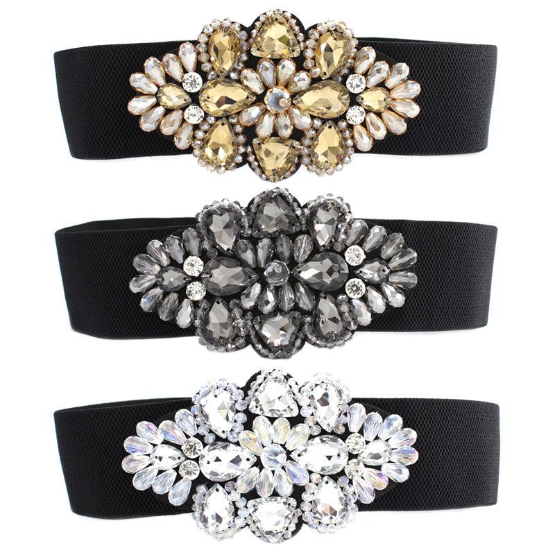 Vintage Rhinestone Elastic Band Dress Belt for Her