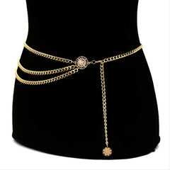 Boho Sun Flower Body Chain Golden Beach Belt for Women