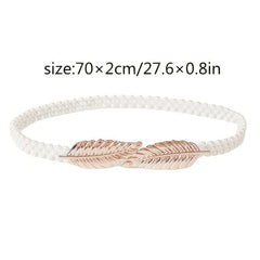 Faux Pearl Beaded Belt Stretchy Boho Style Waist Belt Double Beaded Belt