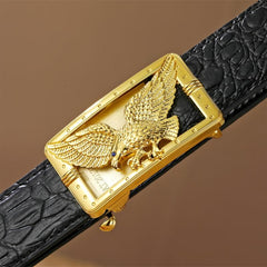 Men's Pattern Texture Belt with Automatic Buckle Vintage Style