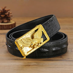 Men's Pattern Texture Belt with Automatic Buckle Vintage Style