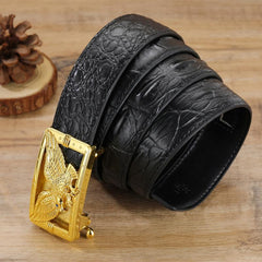 Men's Pattern Texture Belt with Automatic Buckle Vintage Style