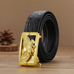 Men's Pattern Texture Belt with Automatic Buckle Vintage Style