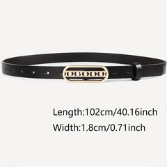 Oval Buckle Belt Set Classic Solid PU Leather Waist Belt Casual Jeans Pants Belt