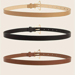 Golden Pentagram Buckle Belt Set PU Leather Waist Belt