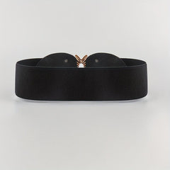 Vintage Golden Leaf Buckle Belt Elastic Wide Waistband for Women