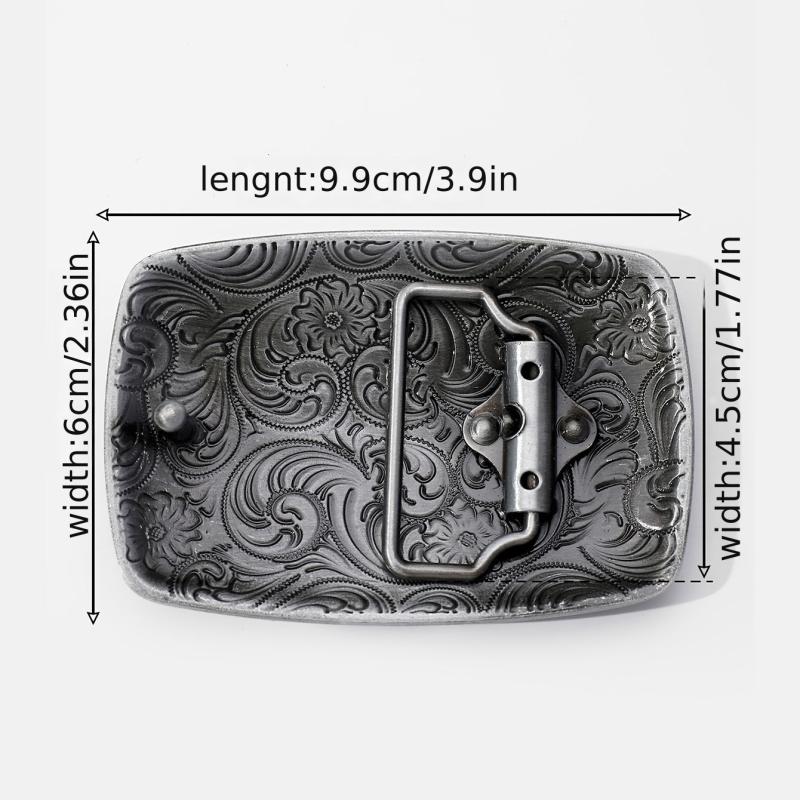 Vintage Turquoise Belt Buckle Geometric Engraved Western Cowboy Accessories