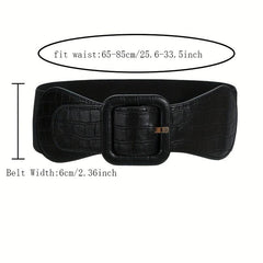 Vintage Square Buckle Wide Elastic Braided Belt Girdle Women Dress Accessories