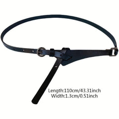 Round Buckle Knotted Thin PU Belt for Women