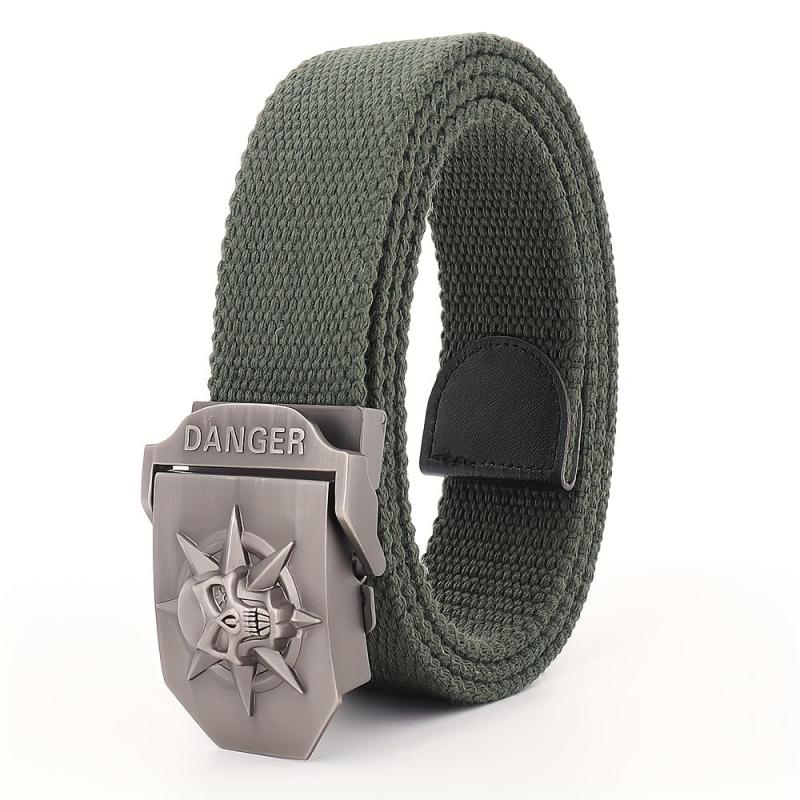 Skull Pattern Tactical Belt with Alloy Buckle