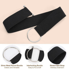 Ruaite Women Stretchy Wide Waist Belt O Ring Buckle Elastic Waist Belt