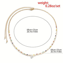 Boho Beads Waist Chain Faux Pearl Decor Belly Chain for Women