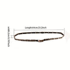 Geometric Linked Metal Belt Golden Waistband Dress Girdle Elastic Thin