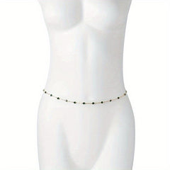 Vintage Green Crystal Waist Chain Metal Belly Girdle Women
