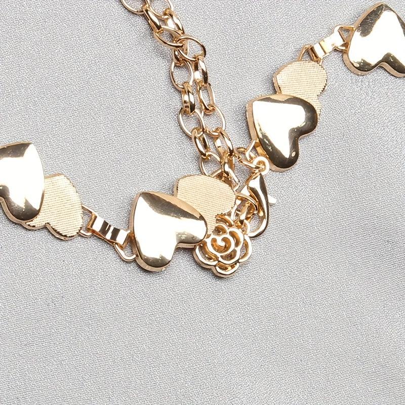Golden Double Heart Waist Chain Metal Decorative Dress Girdle Belly Chain Belt