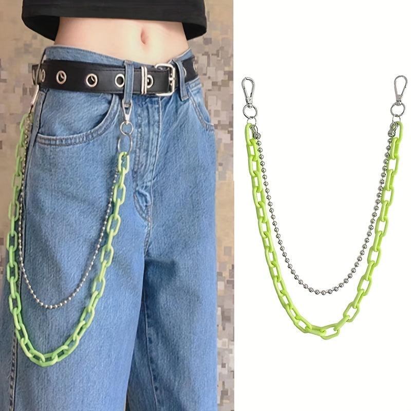 Fluorescent Acrylic Chain Jeans Metal Chain Hip Hop Chain Pendant