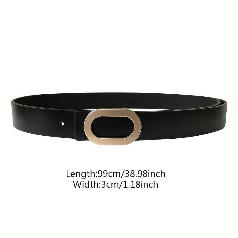 Oval Metal Buckle Thin Belt PU Leather Girdle