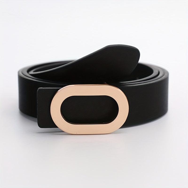 Oval Metal Buckle Thin Belt PU Leather Girdle