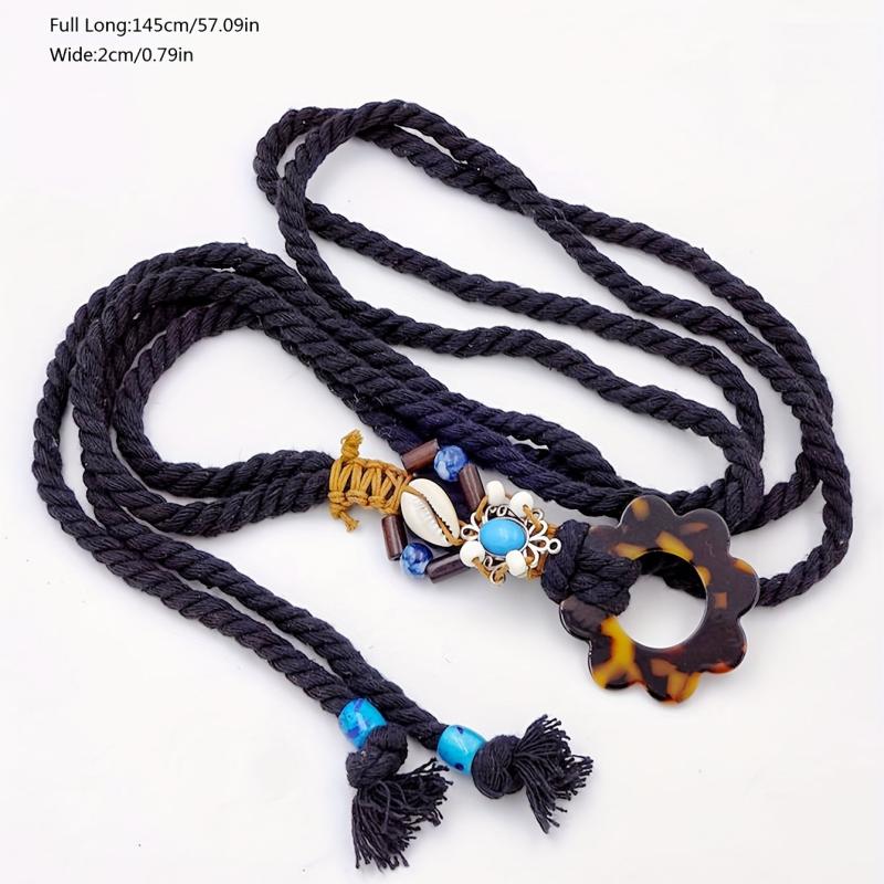 Boho Sash Belt Vintage Rope Braided Bowknot Waistband