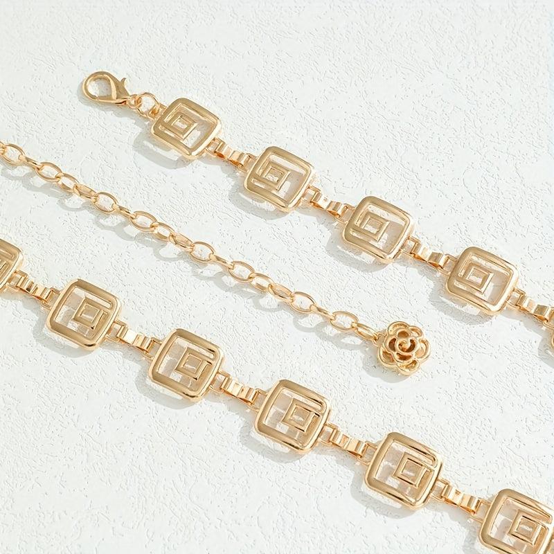 Metal Geometric Waist Chain for Women Decorative Dress Belt Outdoor Beach
