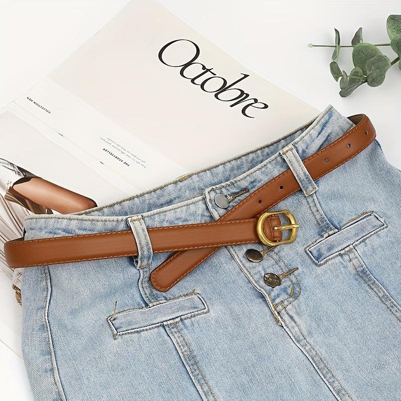 Metal Oval Pin Buckle Belts Casual PU Leather Jeans Pants Belt Women Dress Acces