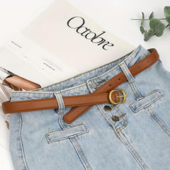 Metal Oval Pin Buckle Belts Casual PU Leather Jeans Pants Belt Women Dress Acces