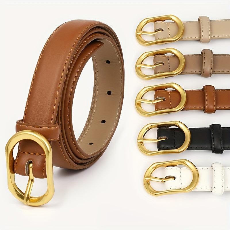 Metal Oval Pin Buckle Belts Casual PU Leather Jeans Pants Belt Women Dress Acces