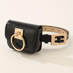 Y2K Vintage Belt Bag Gothic Fanny Pack Heart Metal Buckle PU Leather Waist Purse