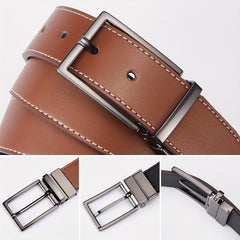 Men's Casual Cowhide Leather Belt with Removable Buckle
